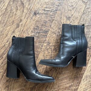 Black leather booties